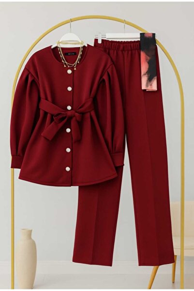 MODA VEDAT Women's Balloon Sleeve Tunic - Pants Scuba Suit -0561