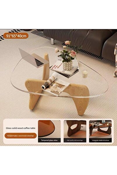 BL Luxury French-style glass coffee side table made of wood living room with elegant and high-quality