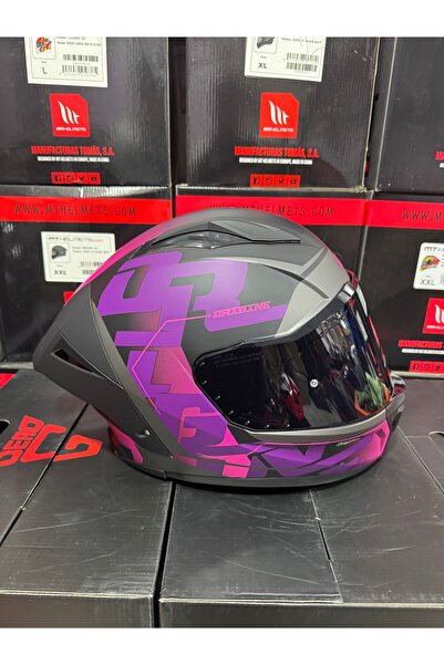 SHNMOTO Pista mugello mor kask siyah vizörlü