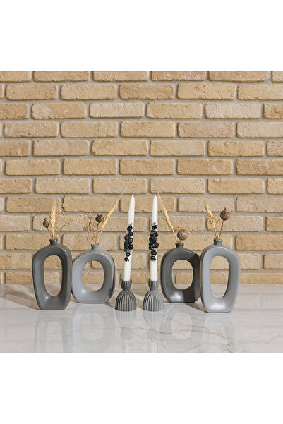 Zigzag Home Decorative Modern Bohemian Style 6 Piece Vase and Candlestick Candle Holder Set Trinket Set Design Vase Candle Holder