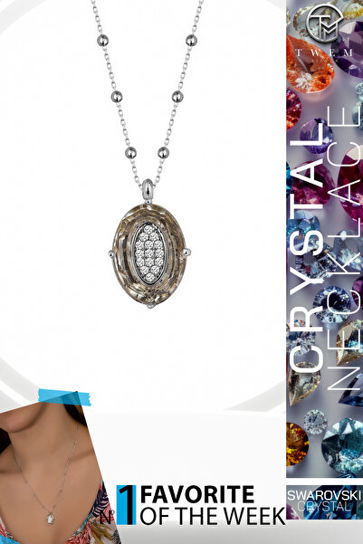 Swaroski Zirconia Crystal Taşlı Oval Kolye | Yumuşak ve Kadınsı Hatlar