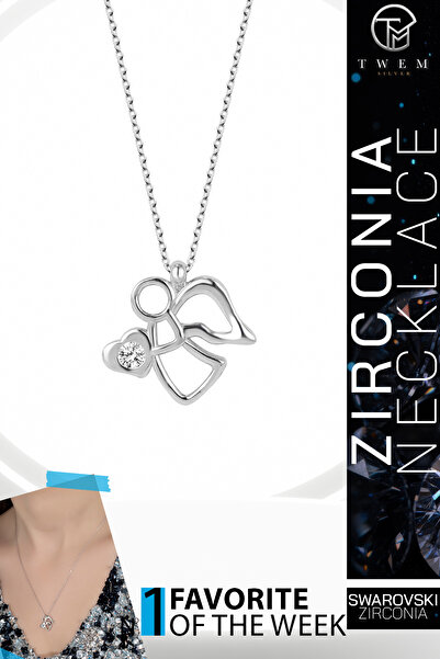 Swaroski Zirconia Taşlı Melek Kolye | Maneviyat ve Huzur