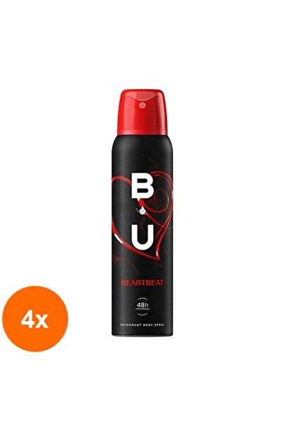 B.U. Set 4 x Deodorant Spray BU Heartbeat, Femei, 150 ml