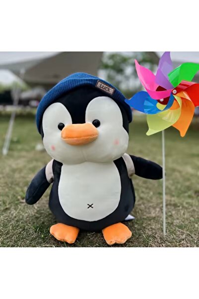 Penguen Sevimli Peluş Şanslı Kawaii Oyuncak 22 Cm Şapkalı Çantalı Orijinal Yı...