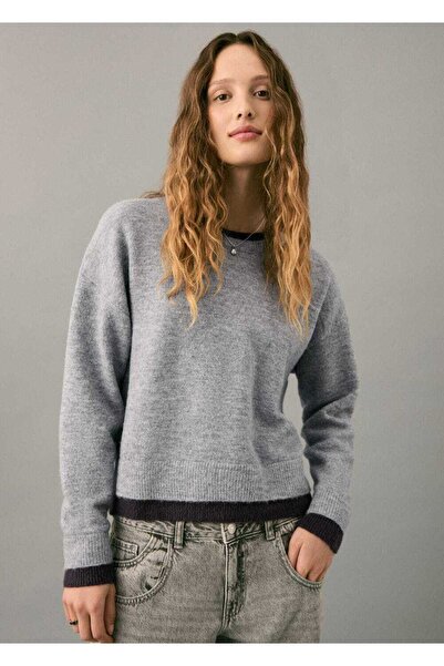 Mango Teen İki renkli örgü kazak