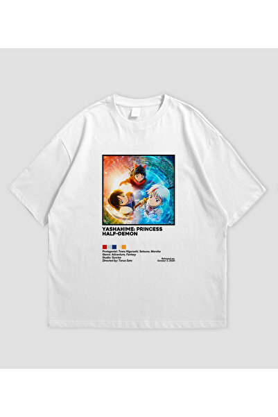 SVART WEAR تي شيرت ياشاهيمي برينسيس هاف ديمون أنيمي مطبوع قصة فضفاضة للجنسين