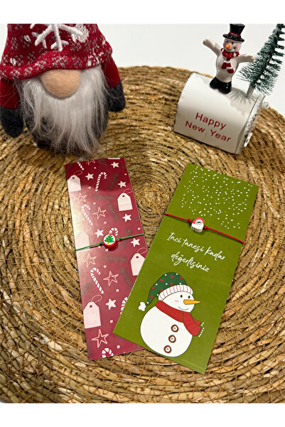 FIERA JEWELRY 2-Piece Tree & Santa Claus Adjustable Rope Bracelet with New Year Card