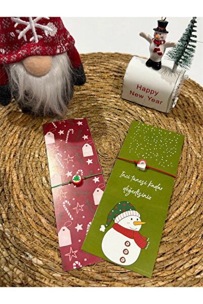 FIERA JEWELRY 2-Piece Tree & Santa Claus Adjustable Rope Bracelet with New Year Card