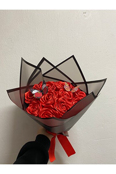 Baalaa Kırmızı Gül Buketi-Kurdele Gül Aranjmanı-Kelebek Detaylı Hediye-14şuba...