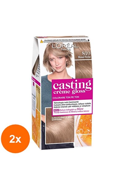 L'Oreal Paris Set 2 x Casting Creme Gloss Semi-Permanent Hair Dye 810 Pearl Blonde 180 ml