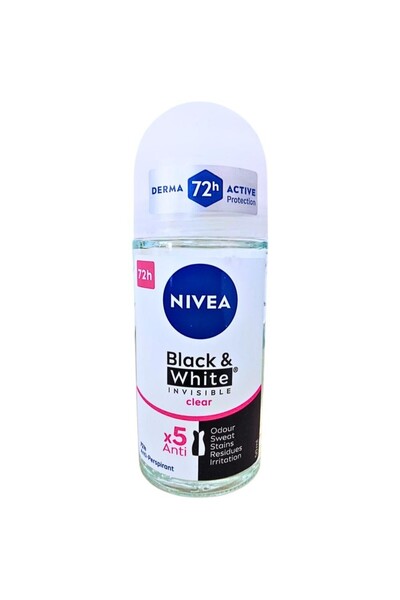 NIVEA Set 3 x Deodorant Roll-On Invisible Black & White Clear Deo, 50 ml
