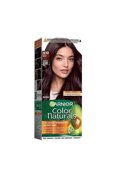 Garnier Color Naturals Set 3 x Vopsea de Par Permanenta cu Amoniac Color Naturals 4.12 Saten Rece, 110 ml