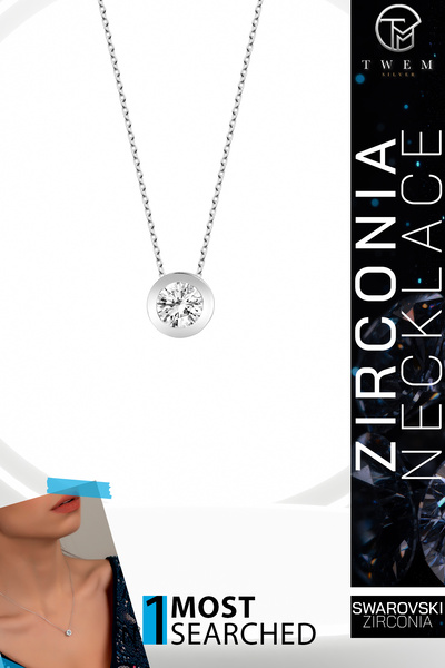 Swaroski Zirconia Taşlı Tektaş Kolye | Çağdaş Şıklık