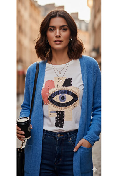 MODA Η πιο όμορφη απόχρωση του μπλε, απαλή ζακέτα χωρίς κλείσιμο με τσέπες