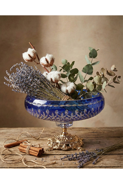 AKDEN STORE Cutting and Handcrafting Liva Nilüfer Glass Bowl/ Presentation Bowl