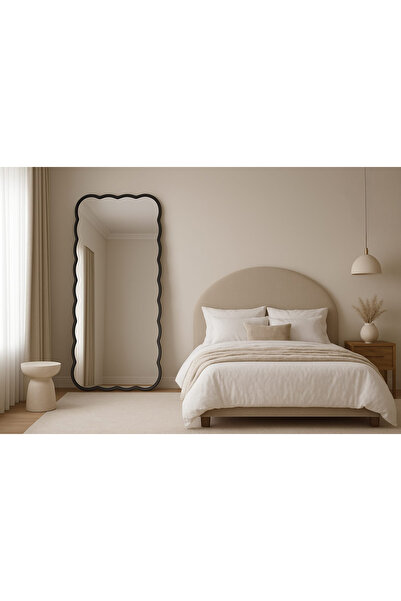 Areka Tall Buckle Floor Mirror with Black Wooden Frame – Tempered Glass – Size 180x80