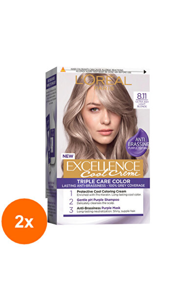 L'Oreal Paris Set 2 x Par Excellence Cool Creme Hair Color 8.11 Ultra Ash Light Blonde 192 ml