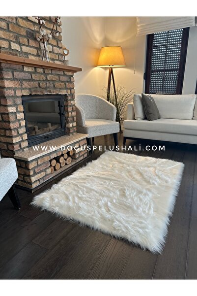 Doğuş Peluş Halı A Post Beyaz Yumuşak Dokulu Peluş Halı Dikdörtgen