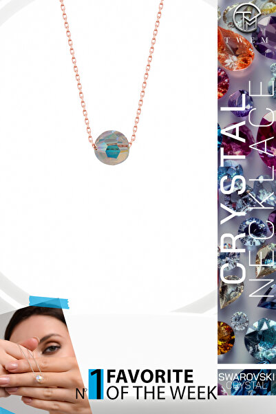 Swaroski Zirconia Crystal Taşlı Parlak Top Rose Kolye | Işıltılı Top ve Pembe...