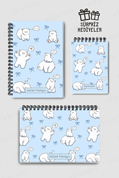 Eldesen Tasarım 3'lü Planlama Seti, Günlük Planlayıcı, Haftalık Planlayıcı, Y...