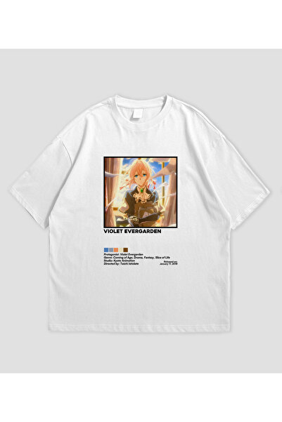 SVART WEAR تي شيرت فيوليت إيفرجاردن أنيمي مطبوع قصة فضفاضة للجنسين