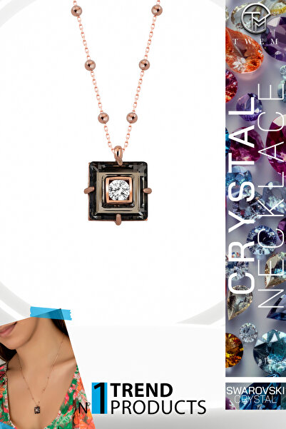 Swaroski Zirconia Crystal Taşlı Black Diamond Zirconia Rose Kolye | Romantik ...