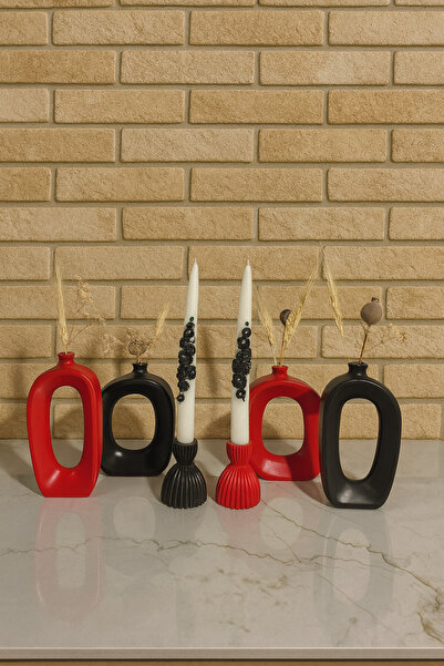 Zigzag Home Decorative Modern Bohemian Style 6 Piece Vase and Candlestick Candle Holder Set Trinket Set Design Vase Candle Holder