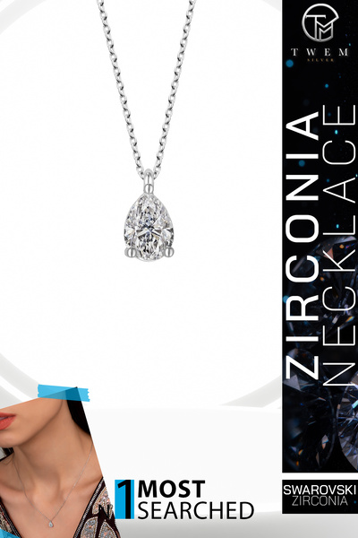 Swaroski Zirconia Taşlı Damla Tektaş Kolye | Doğal Işıltı