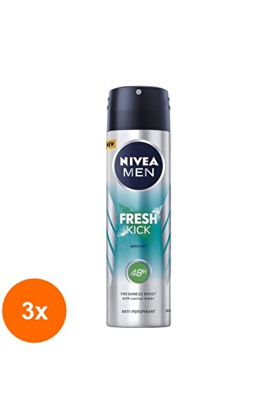 Nivea Men Set 3 x Deodorant Antiperspirant 48h Fresh Kick, 150 ml