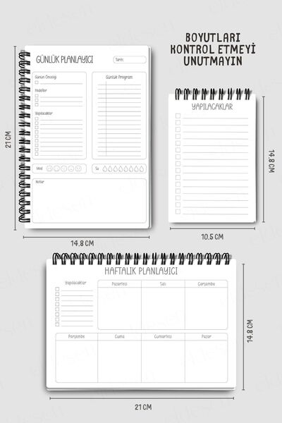 Eldesen Tasarım 3-Pack Planning Set, Daily Planner, Weekly Planner, To-Do, Academic Agenda