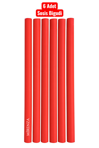 mirenza cosmetic Thin Red Sausage Curler Set of 6 - Hair Styling and Curling Tool