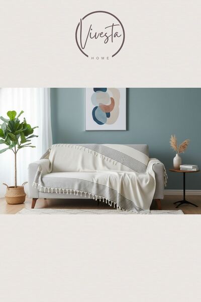 Vivesta Home غطاء أريكة قطني مقاس 180×210 سم – غطاء واقي أنيق غير قابل للانزلاق وقابل للغسل