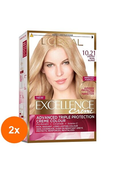 L'Oreal Paris Set 2 x Par Excellence Creme Hair Dye 10.21 Very Light Blonde Pearl 192 ml