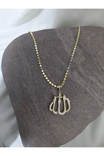 lavante butik kendini özel hisset Allah Yazılı Pul Ezme Zincir Çelik Kolye