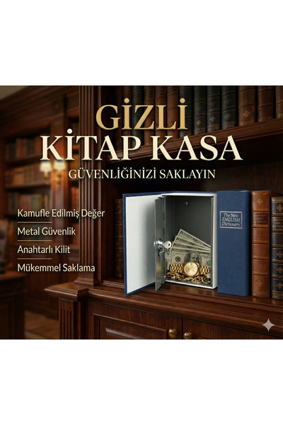 CALIBURN Gizli Kitap Kasa: Anahtarlı Metal Güvenlik Kutusu - Kamufle Para ve Değerli Eşya Saklama