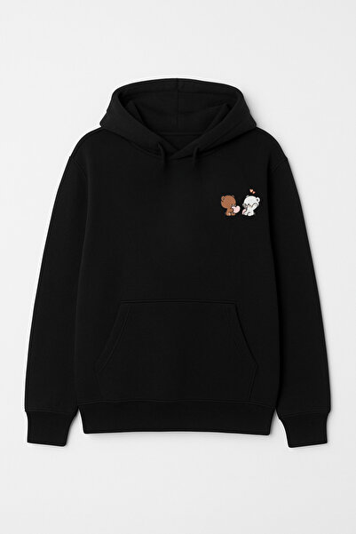 CALKARCOLLECTION سويت شيرت (هودي) للجنسين من Heart Holding Bear Couple بغطاء رأس