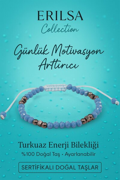 Erilsa سوار الطاقة اليومي المعتمد لتعزيز التحفيز - حجر طبيعي من الفيروز والتيراهيرتز 4 مم
