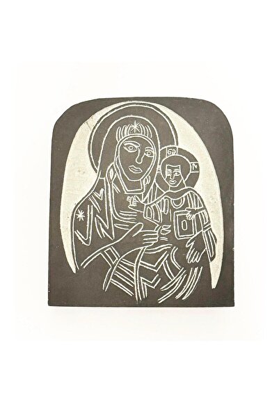 OEM Icon of the Mother of God with the Child, stone, Length x Width 11 x 11 cm