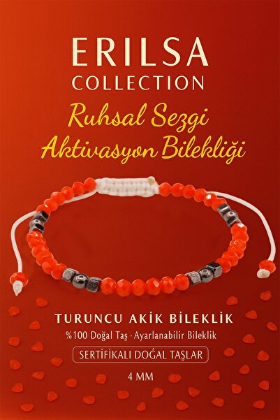 Erilsa سوار الطاقة المعتمد لتنشيط الحس الروحي - حجر العقيق البرتقالي وحجر الت...