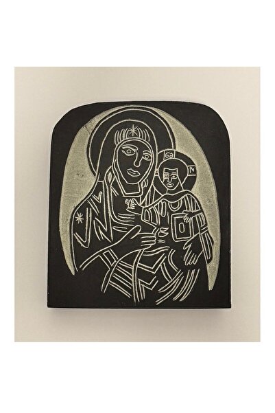 OEM Icon of the Mother of God with the Child, stone, Length x Width 11 x 11 cm