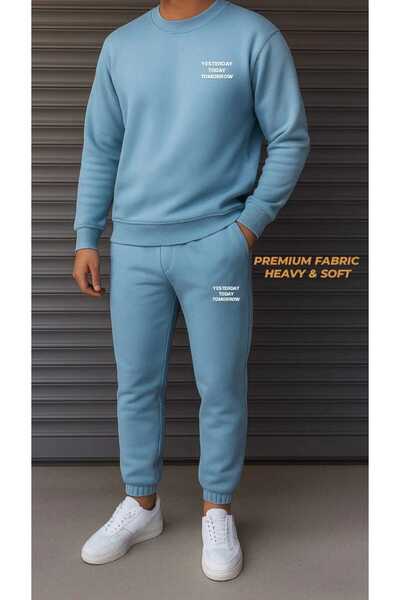 woonkey Oversized Tracksuit Set – Premium Thick Fabric Soft & Warm Yesterday Today Tomorrow Print