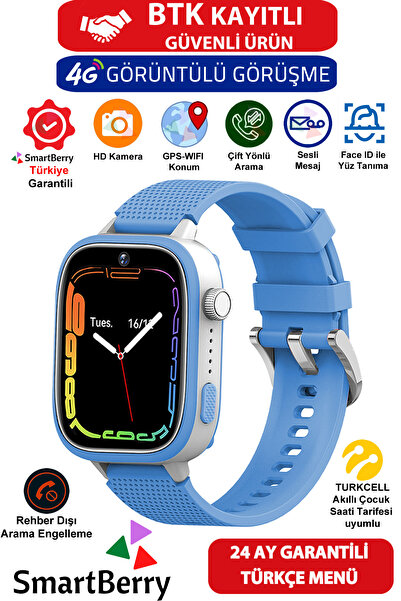 ozbience Çocuklar İçin Görüntülü Konum Takip Saati, GPS, Wi-Fi, SIM Kartlı, Mavi