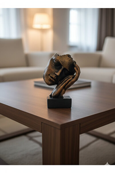 Dekoromi Dekoratif Uyuyan Kadın Maske Heykeli 3D Biblo Obje (21X16CM) Ev ve O...