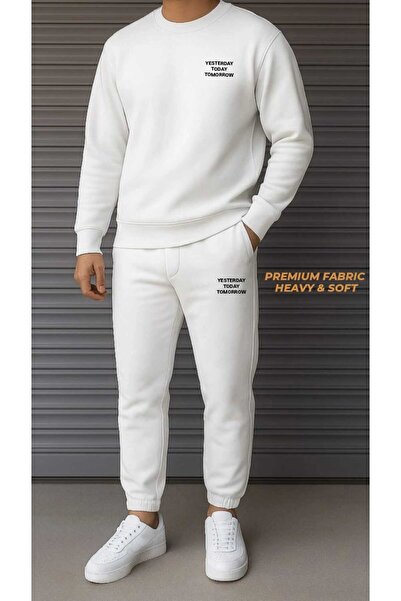 woonkey Oversized Tracksuit Set – Premium Thick Fabric Soft & Warm Yesterday Today Tomorrow Print