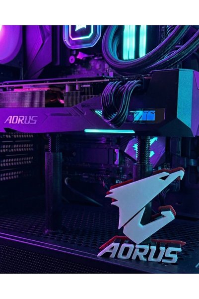 GoKa 3D Craft Gigabyte Aorus (Kırmızı) Temalı Ayarlanabilir Ekran Kartı Tutuc...