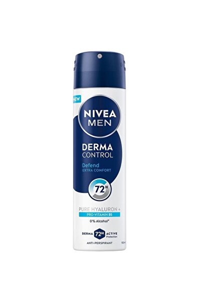 NIVEA Set of 3 x Antiperspirant Spray Men, Derma Control Defend, 72 h, 150 ml