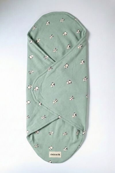 Çimen Butikk Yarım Kundak Panda Desenli 0-4 Ay Penye Kumaş – 54x20 cm