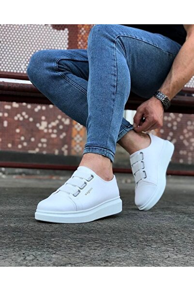 Mhoda Shoes Rlx026 Men's Casual Elastic Leather Sports Sneaker Shoes Cbt - White