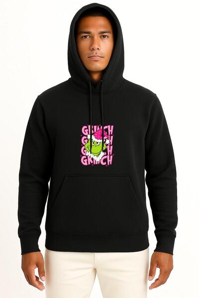 Bahriyeli Collection Hooded Grinch Chest Printed Unisex Sweatshirt