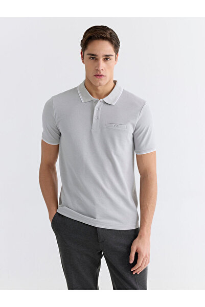 LC Waikiki Rmz Gi̇yi̇m Farkiyla Devrik Roba Yaka Men's Do Textured -Shirt